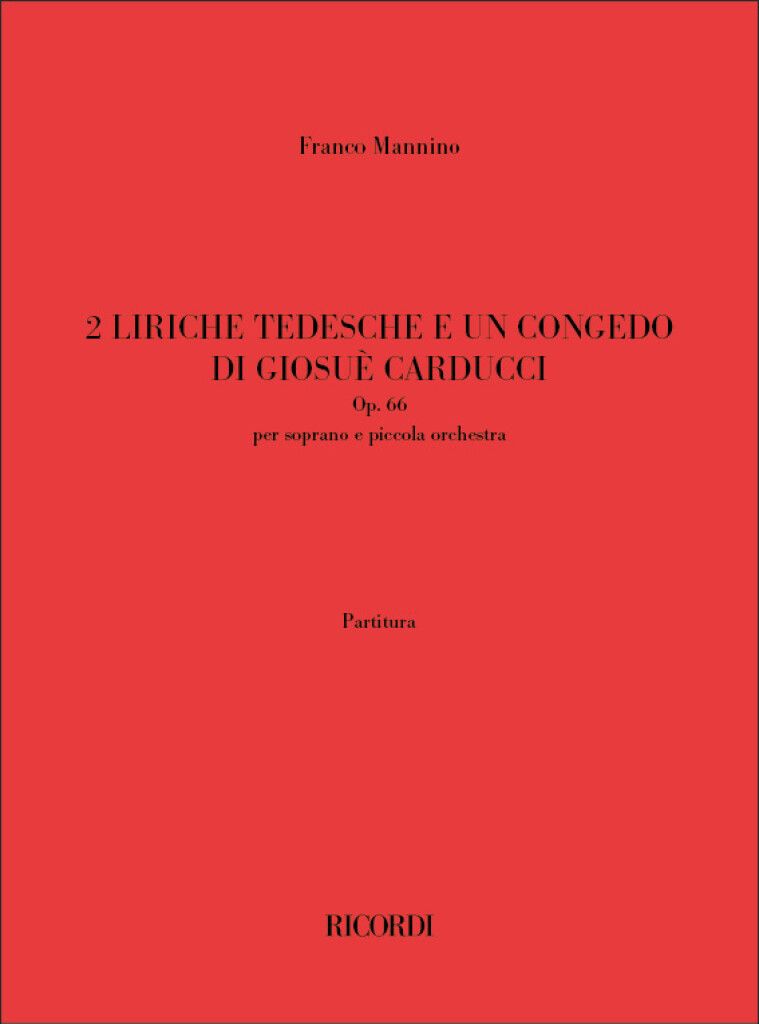 2 Liriche Tedesche E Un Congedo Di Giosue